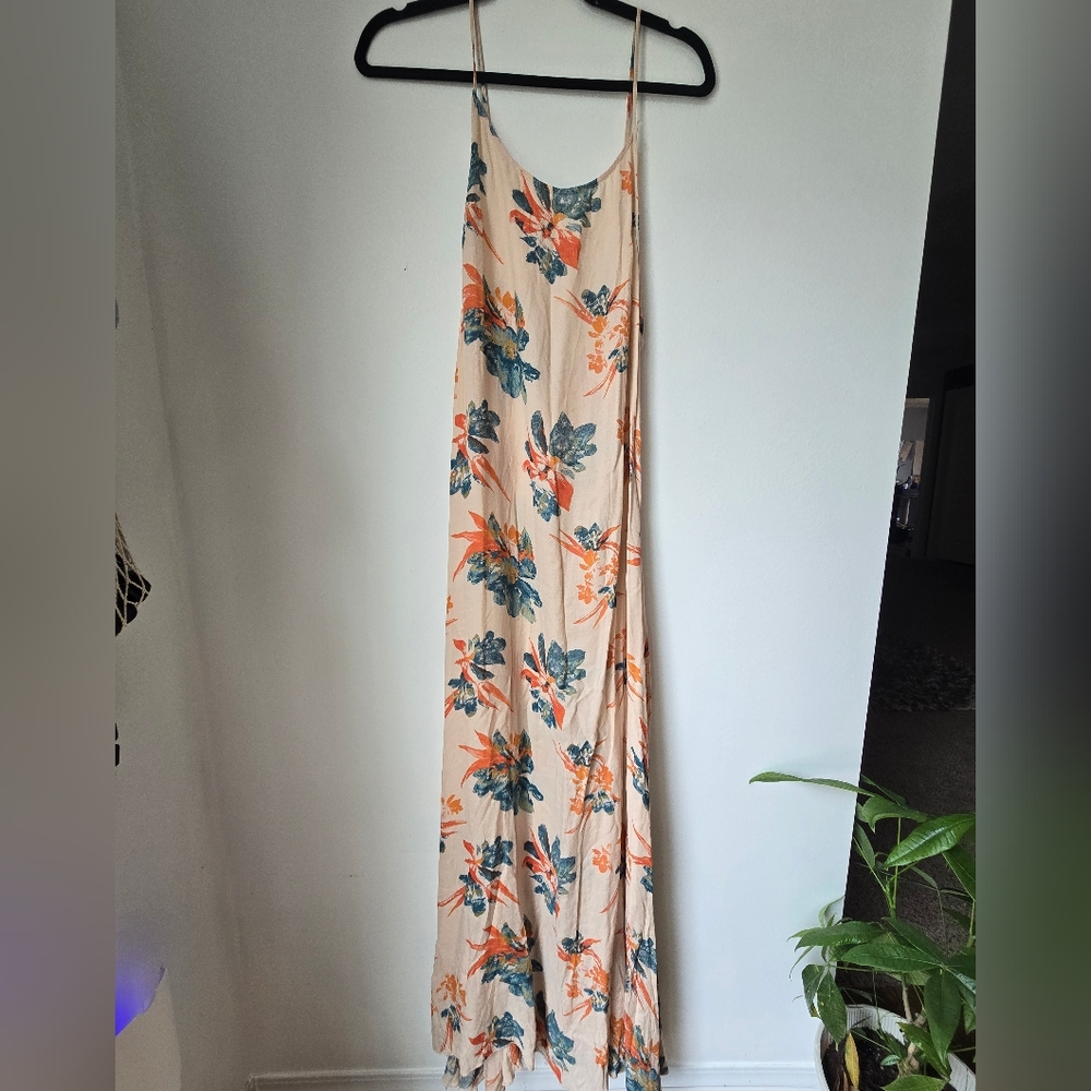 Floral Maxi Dress in Cream and Orange